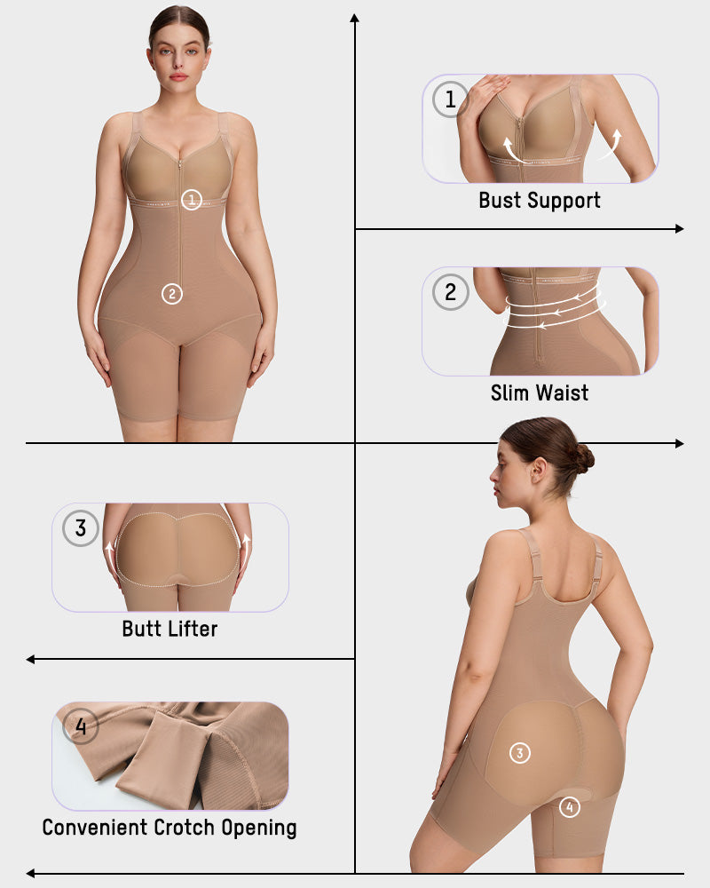 All-in-One Zipper Breathable Slimming Sculpting Bodysuit