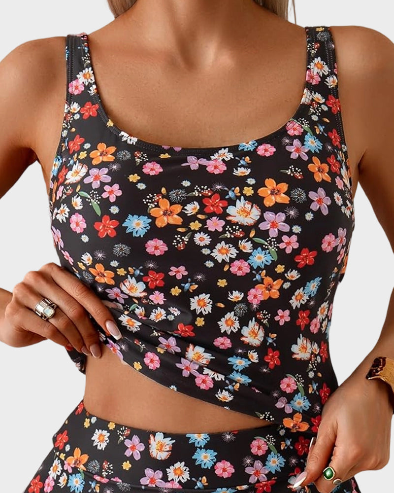 Floral Tummy Control Tankini Set