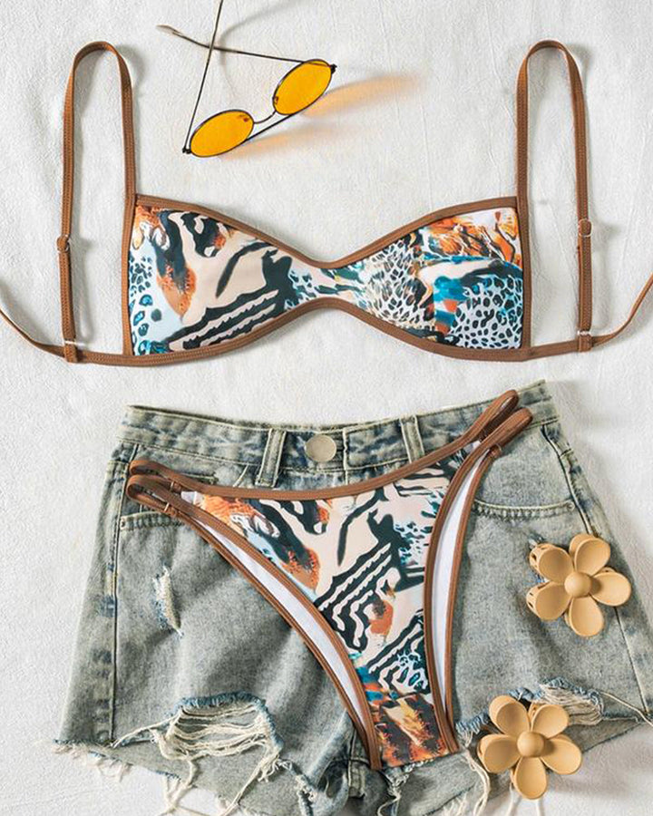Floral Backless Two-Piece Bikini Set