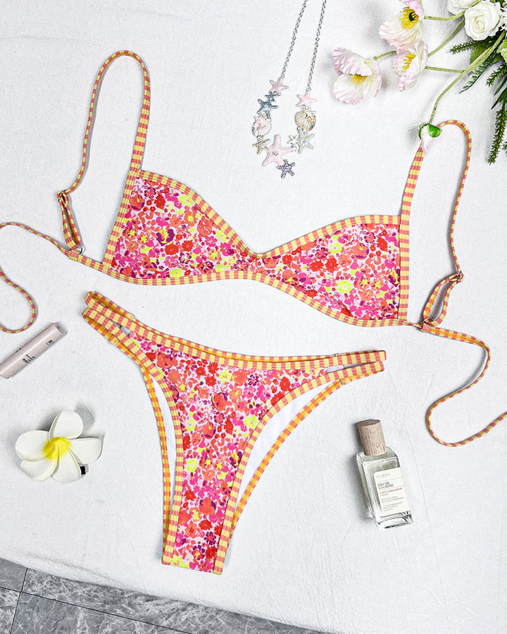 Floral Backless Two-Piece Bikini Set