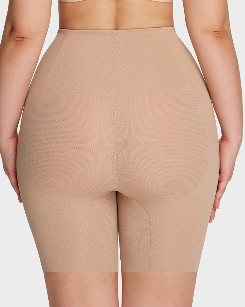 High-Waist Zip-Up Tummy Control Shaping Shorts