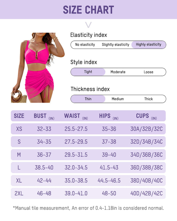 Modest U-Wire Tummy Control Bikini Skirt Set