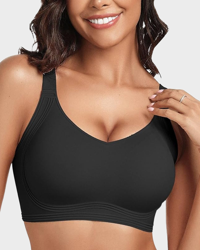 Wireless V-Neck Jelly Push-Up Bra with Full Coverage Support
